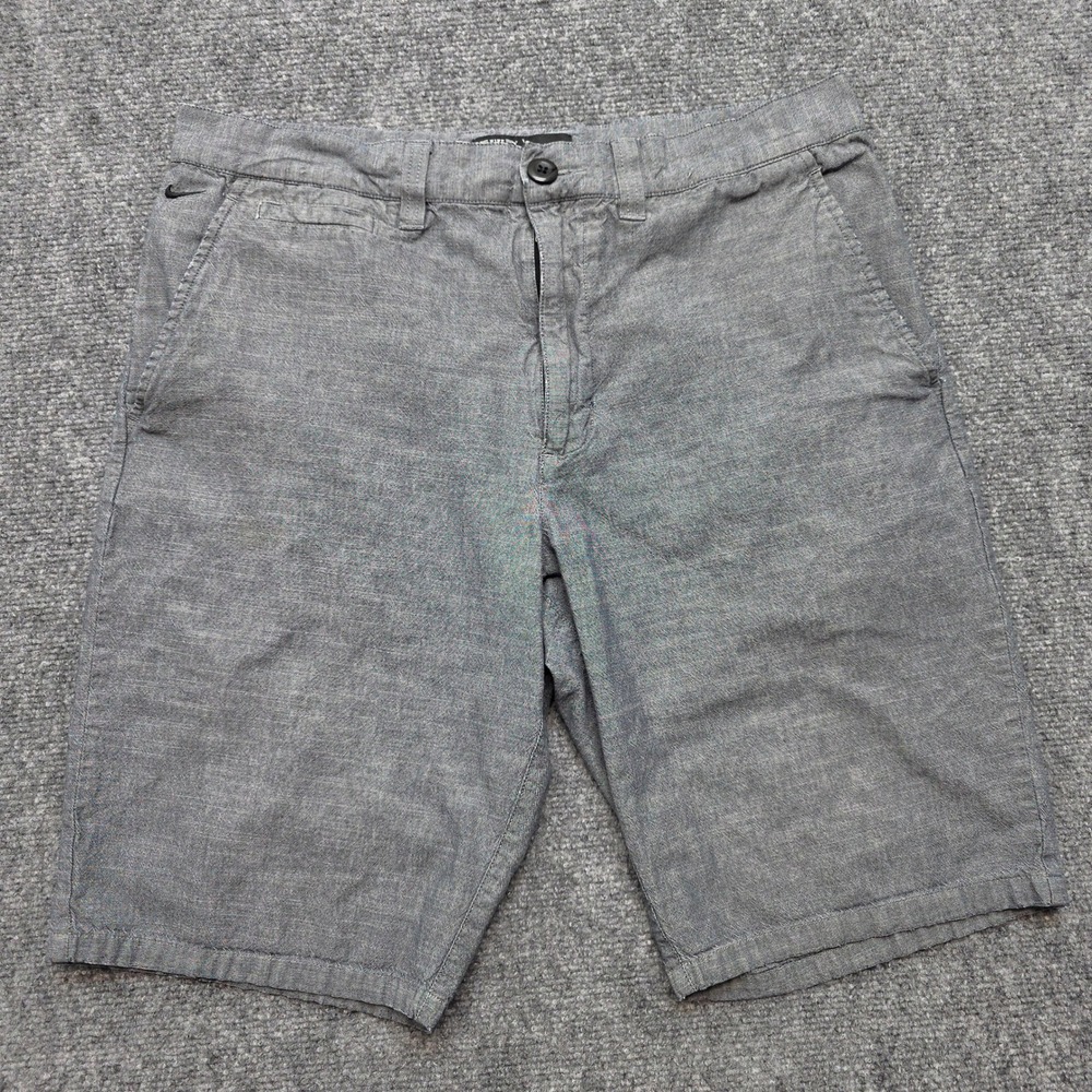 Nike Hawthorne Men's 32 Grey Organic Cotton Chambray Casual Chino Shorts Swoosh
